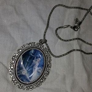 Winter Witch and Owl Cameo Style Pendant